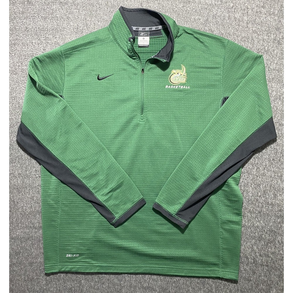 Nike Mens XL Green Dri Fit 1/4 Zip Pullover Charlotte 49ers Basketball Waffle